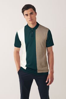 Sage Green/Neutral Vertical Block Polo Shirt (T95944) | £26