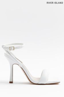 River Island White Padded Barely Heeled Sandals