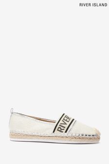 River Island Silver Branded Espadrille Shoes