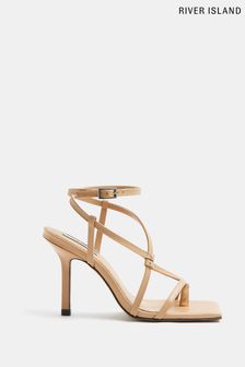 River Island Cream Asymmetrical Barely There Sandals