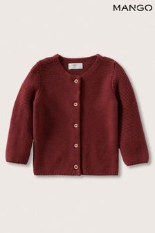 Mango Red Buttoned Cotton Cardigan