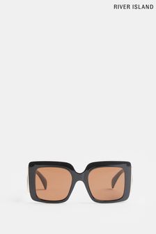 River Island Black Osized Chunky Square Glam Sunglasses
