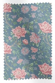 Blue Tapestry Floral Fabric By The Metre