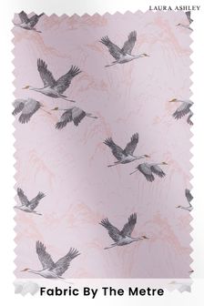 Blush Pink Animalia Embroidered Fabric By The Metre