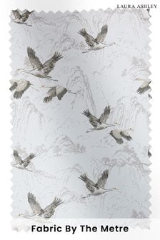 Silver Grey Animalia Embroidered Fabric By The Metre