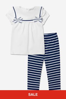 Patachou Baby Girls Cotton T-Shirt And Leggings Set in Navy