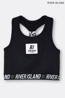River Island Black New Active Original Cropped T-Shirt