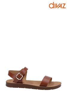Divaz Tan Brown Geneva Vegan Summer Sandals (T97869) | £28