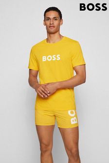 BOSS Mens Yellow UV Logo T-Shirt