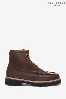 Ted Baker Brown Jarrno Antique Leather Moccasin Boots