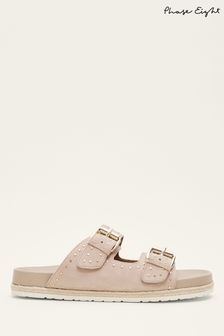 Phase Eight White Double Buckle Sandals