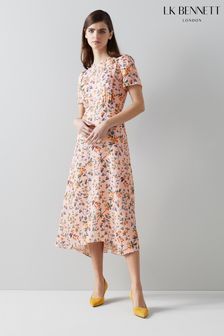 LK Bennett x Royal Ascot Boyd Pink Silk Apple Blossom Print Dress