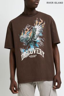 River Island Brown Eagle Print T-Shirt