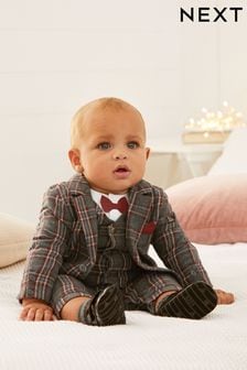 Charcoal Grey 2 Piece Bow Tie Suit Sleepsuit And Blazer Set (TG8389) | £32 - £34