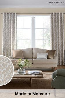 Laura Ashley Natural Willow Leaf Chenille Made To Measure Curtains