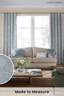 Laura Ashley Blue Josette Woven Made To Measure Curtains