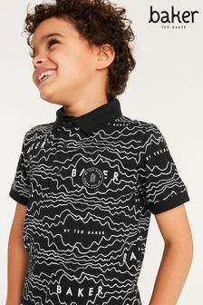 Baker by Ted Baker Black Printed Polo Shirt
