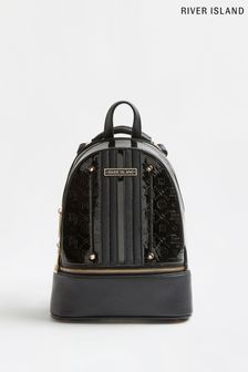 River Island Black Small Embossed Backpack