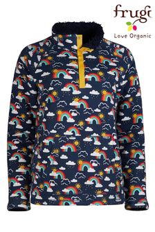 Frugi Organic Navy Fleece Lined Adult Sweatshirt Rainbow