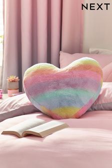 Multi Super Soft Ombre Heart Faux Fur Cushion (U00327) | £19