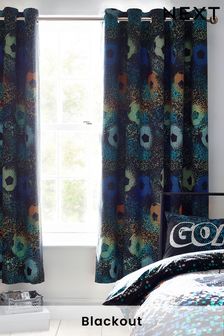 Black Pixel Football Eyelet Curtains (U00330) | £42 - £82