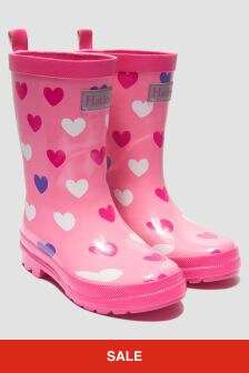 Hatley Kids & Baby Pink Scattered Hearts Shiny Rain Boots