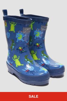 Hatley Kids & Baby Blue Creepy Cryptids Shiny Rain Boots