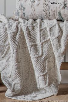 Gallery Direct Grey Knitted Chenille Cable Throw