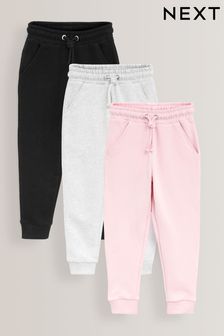 Pink/ Grey/ Black Soft Jersey Joggers 3 Pack (3-16yrs) (U01089) | £23 - £29