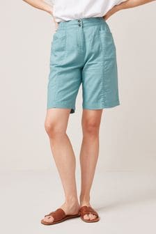Linen Blend Knee Shorts