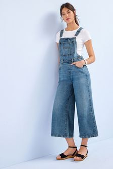 Cropped Wide Leg Dungarees