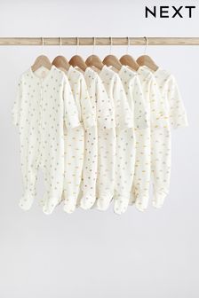 White 7 Pack Baby Printed Sleepsuits (0-2yrs) (U02415) | £31 - £33