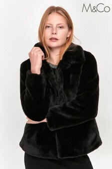 M&Co Black Short Faux Fur Jacket