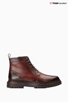 Base London Brown Massimo Washed Leather Lace-Up Boots