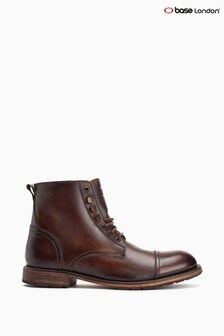 Base London Brown Travis Washed Leather Lace-Up Boots