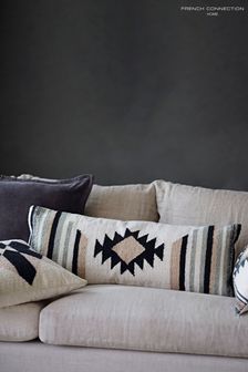 French Connection White Pastel Tribal Bolster Cushion