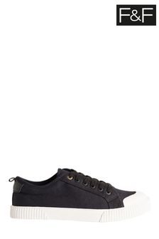 F&F Black Ribbed Foxing Canvas Shoes