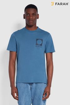 Farah Heads Blue Short Sleeve Crew Neck Graphic T-Shirt