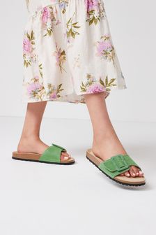 Green Forever Comfort® Leather Single Strap Footbed Sandals (U04229) | £30