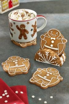 Set of 4 Gingerbread Festive Set of 4 Coasters (U04560) | £20