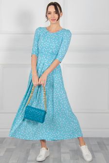 Jolie Moi Blue Denisse Spotty Jersey Maxi Dress
