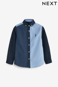 Blue Splice Long Sleeve JuzsportsShops Oxford Shirt (3-16yrs) (U06436) | £16 - £21