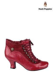 Hush Puppies Red Vivianna Lace Up Heeled Boots