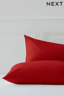 Set of 2 Red Easy Care Polycotton Pillowcases (U08349) | £5 - £7