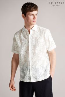 Ted Baker Laaurel White Short Sleeve Floral Appliqué Shirt