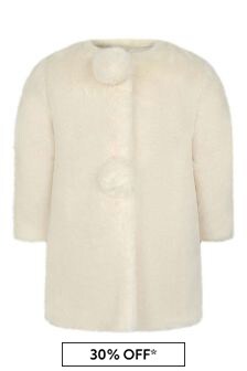Paz Rodriguez Baby Girls Faux Fur Coat in Cream