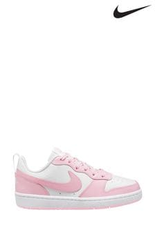 Nike White/Pink Court Borough Low SE Youth Trainers (U08840) | £40