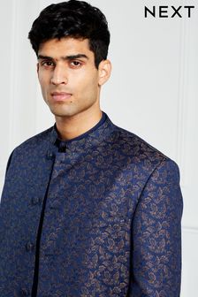 Blue Slim Nehru Collar Suit (U09072) | £99