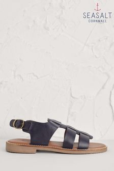 Seasalt Cornwall Blue Leather Pine Track Sandals (U09485) | £60