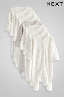 Delicate White 7 Pack Baby Printed Sleepsuits (0-2yrs) (U09996) | £31 - £33